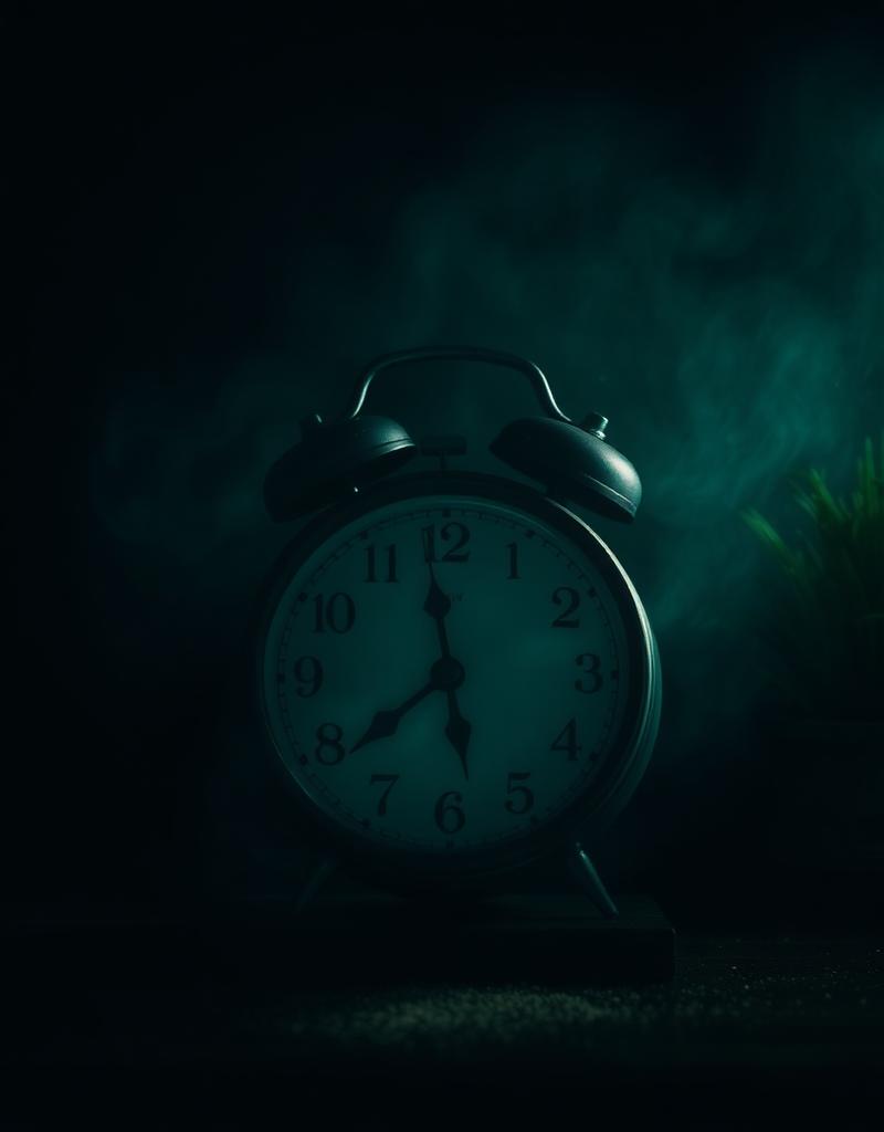 Alte Analoguhr im Nebel — Zeit läuft ab